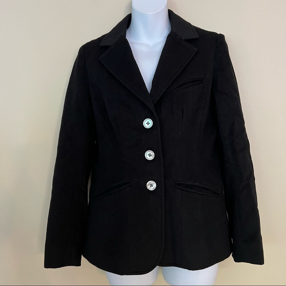 Eddie Bauer Black Wool Blazer Jacket Sz PS